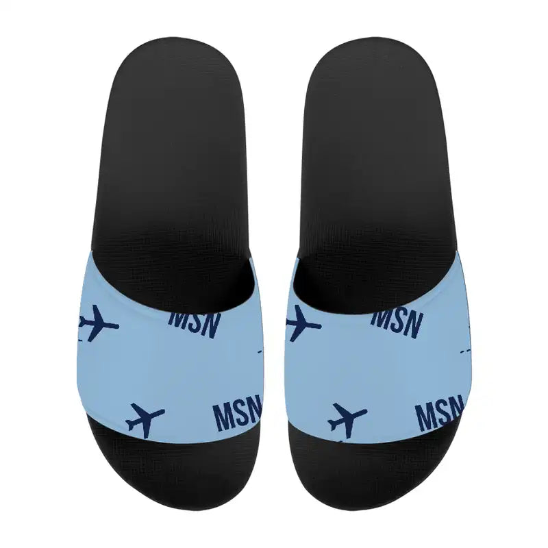 Dane County Regional Airport Madison (MSN) Slippers & Flip Flops - Slippers - Sport - Pattern - Light Blue