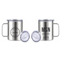 Thumbnail for Dane County Regional Airport Madison (MSN) Stainless Steel Mugs - ID Tag + Custom Back - Stainless Steel Mug - 14 oz / 400ML - Silver