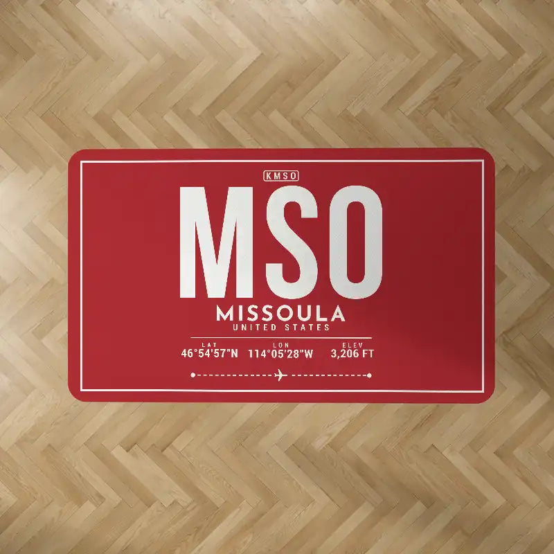Missoula Montana Airport (MSO) Carpets - Carpet Rectangle - ID Tag - Red
