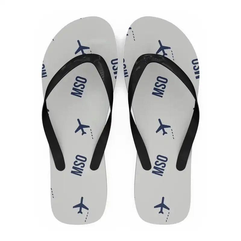 Missoula Montana Airport (MSO) Slippers & Flip Flops - Slippers - Flip Flops - Pattern - White