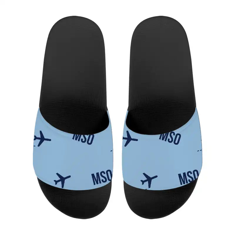 Missoula Montana Airport (MSO) Slippers & Flip Flops - Slippers - Sport - Pattern - Light Blue