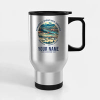Thumbnail for Missoula Montana Airport (MSO) Travel Mugs - Badge + Name - Stainless Steel with Holder - Silver