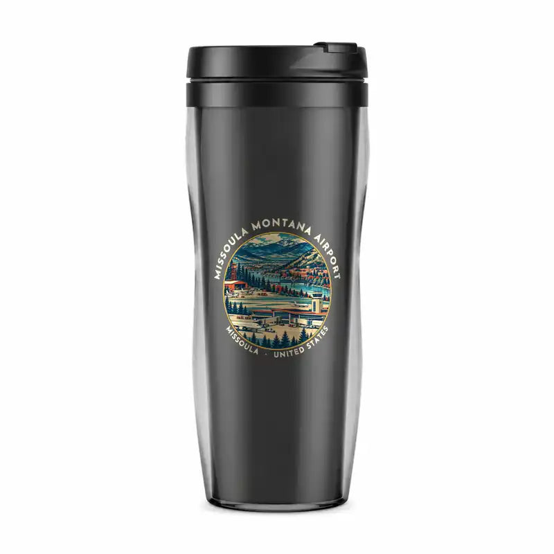 Missoula Montana Airport (MSO) Travel Mugs - Badge - Plastic (No Holder) - Gray