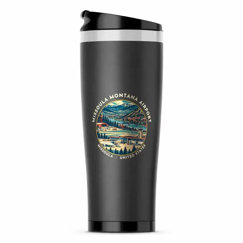 Missoula Montana Airport (MSO) Travel Mugs - Badge - Stainless Steel (No Holder) - Gray
