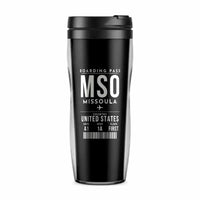 Thumbnail for Missoula Montana Airport (MSO) Travel Mugs - Boarding Pass - Plastic (No Holder) - Black