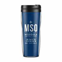 Thumbnail for Missoula Montana Airport (MSO) Travel Mugs - ID Tag - Plastic (No Holder) - Blue