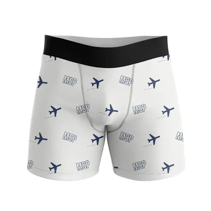 Minneapolis-Saint Paul International Airport (MSP) Men Boxers - Pattern - White