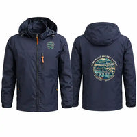 Thumbnail for Maastricht Aachen Airport (MST) Stylish Jackets - Hooded Windbreaker - Badge - Navy Blue