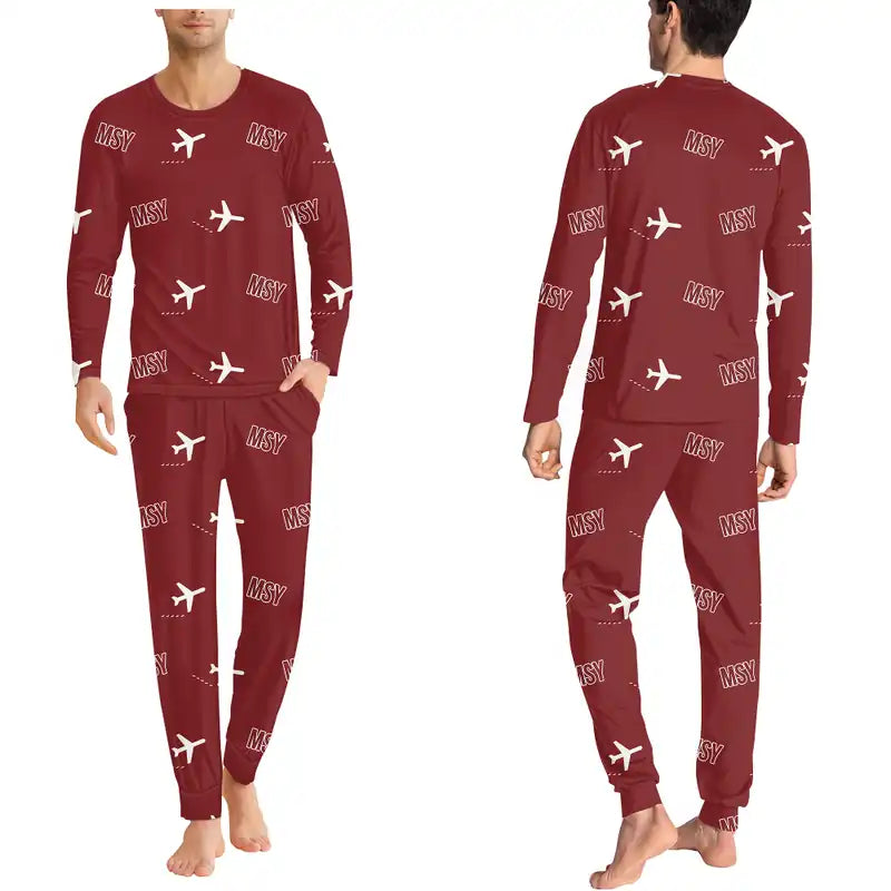 Louis Armstrong New Orleans International Airport (MSY) Pajamas - Men Pajamas - Dark Red