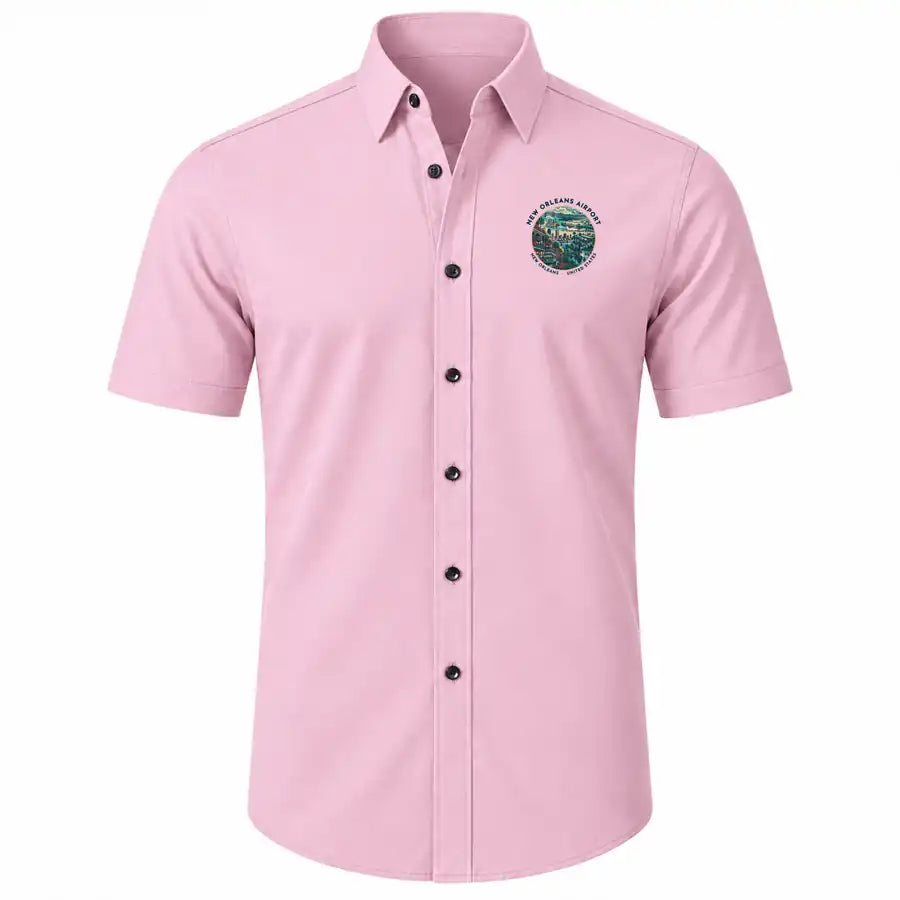 Louis Armstrong New Orleans International Airport (MSY) Shirts - Short Sleeve Shirt - Badge - Pink