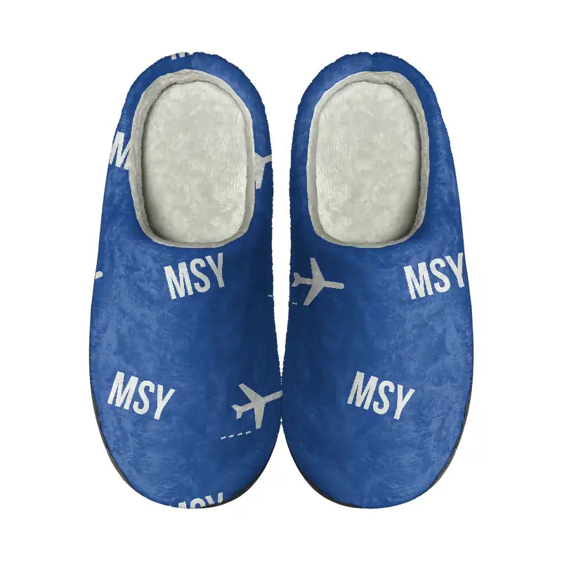 Louis Armstrong New Orleans International Airport (MSY) Slippers & Flip Flops - Slippers - Cotton - Pattern - Blue