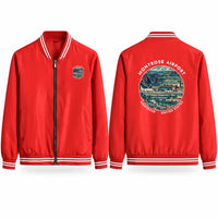 Thumbnail for Montrose Regional Airport (MTJ) Stylish Jackets - Baseball Collar - Badge - Red