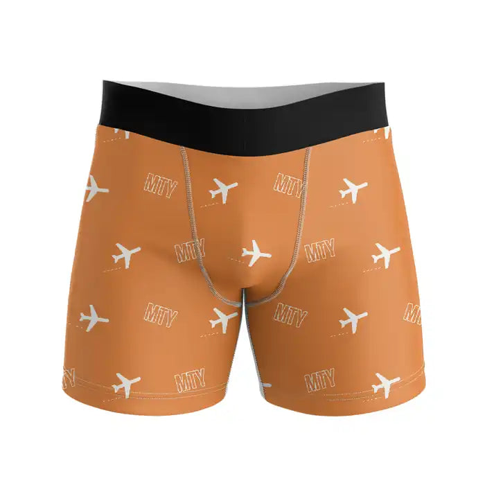 Monterrey International Airport (MTY) Men Boxers - Pattern - Orange
