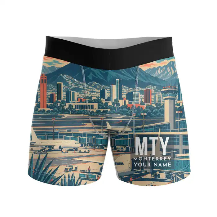 Monterrey International Airport (MTY) Men Boxers - Scene + Name