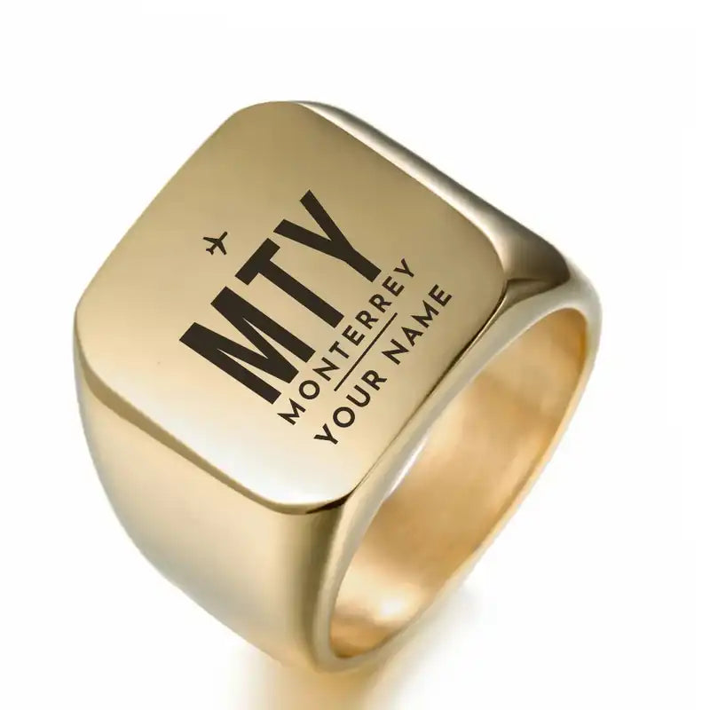Monterrey International Airport (MTY) Rings - Ring - Golden + Name