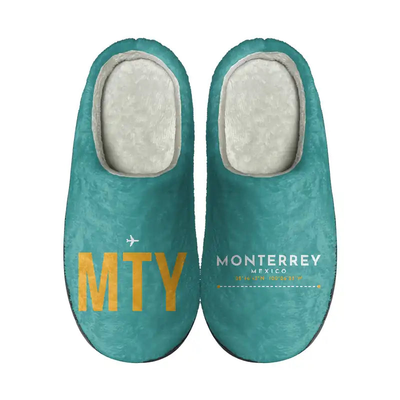 Monterrey International Airport (MTY) Slippers & Flip Flops - Slippers - Cotton - Code - Different - Turquoise