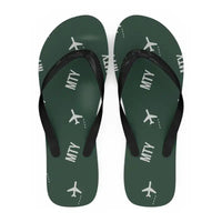 Thumbnail for Monterrey International Airport (MTY) Slippers & Flip Flops - Slippers - Flip Flops - Pattern - Dark Green