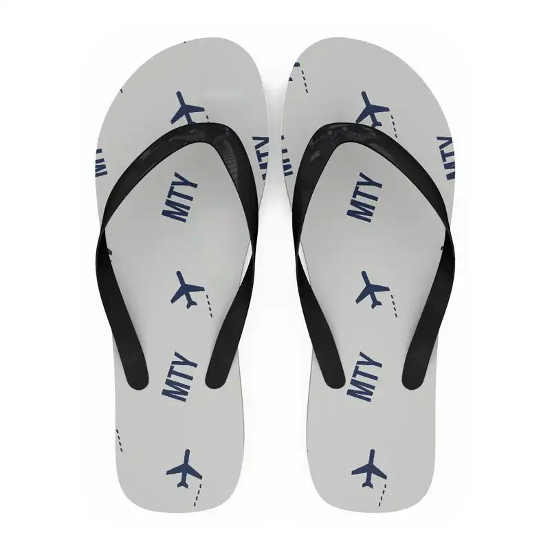 Monterrey International Airport (MTY) Slippers & Flip Flops - Slippers - Flip Flops - Pattern - White