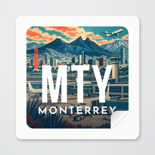 Monterrey International Airport (MTY) square sticker - peel
