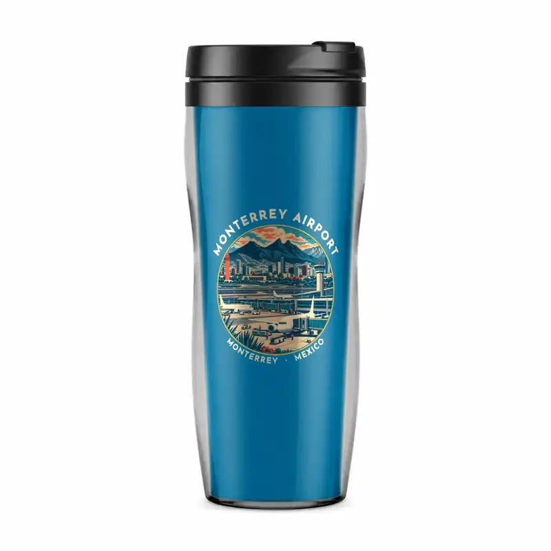 Monterrey International Airport (MTY) Travel Mugs - Badge - Plastic (No Holder) - Light Blue