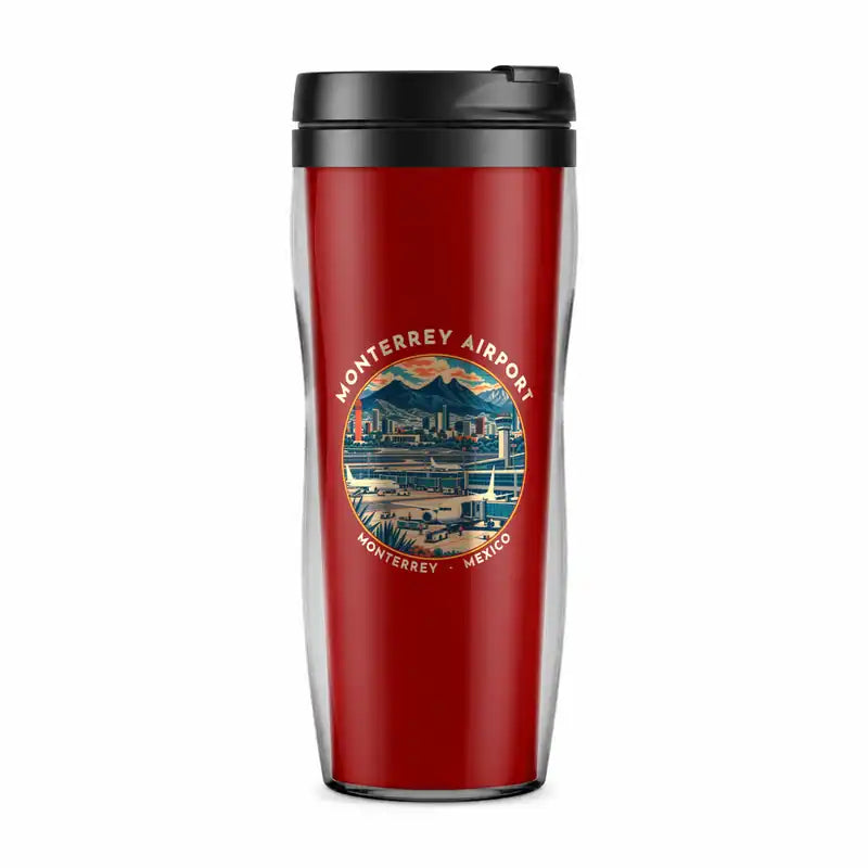 Monterrey International Airport (MTY) Travel Mugs - Badge - Plastic (No Holder) - Red