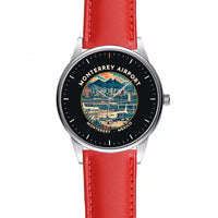 Thumbnail for Monterrey International Airport (MTY) Aviator Watches - Badge - Leather Strap - Red Leather Strap
