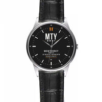 Thumbnail for Monterrey International Airport (MTY) Aviator Watches - Classic - Black - Leather Strap - Striped Black Leather Strap