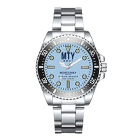 Thumbnail for Monterrey International Airport (MTY) Aviator Watches - Classic - Light Blue - Premium Diver - Black