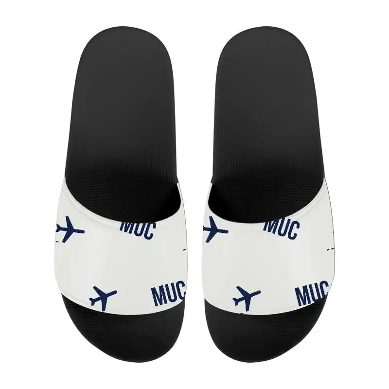 Munich Airport (MUC) Slippers & Flip Flops - Slippers - Sport - Pattern - White