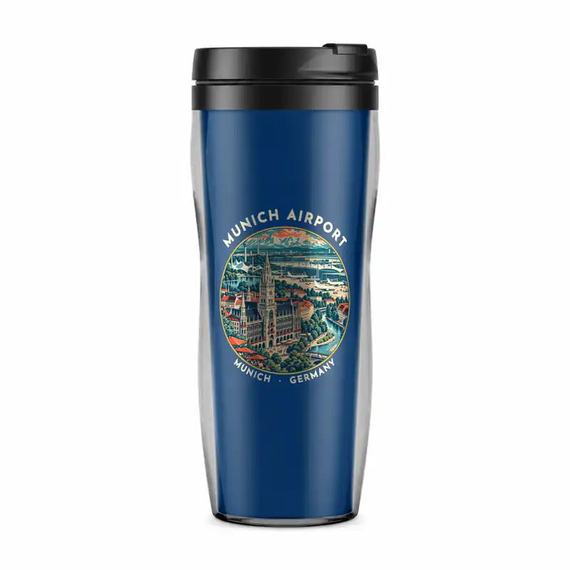 Munich Airport (MUC) Travel Mugs - Badge - Plastic (No Holder) - Blue
