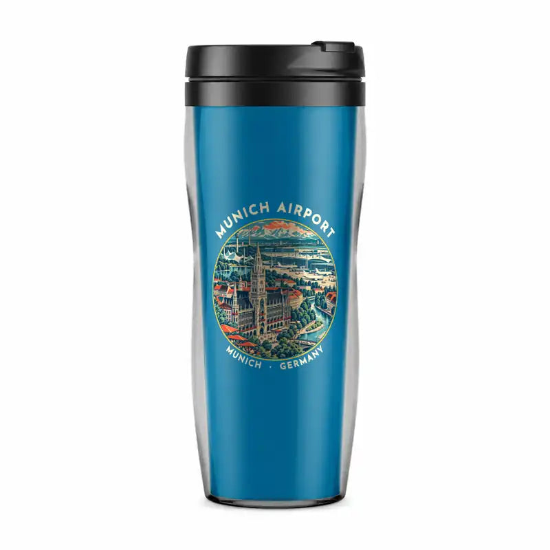 Munich Airport (MUC) Travel Mugs - Badge - Plastic (No Holder) - Light Blue