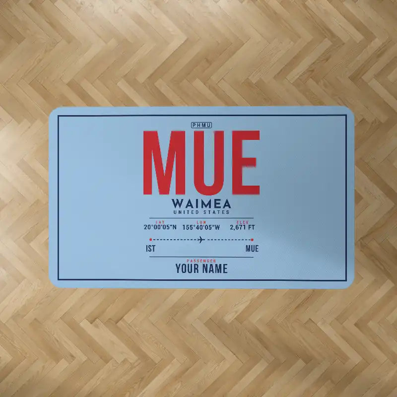 Waimea Kohala Airport (MUE) Carpets - Carpet Rectangle - ID Tag + Name - Light Blue
