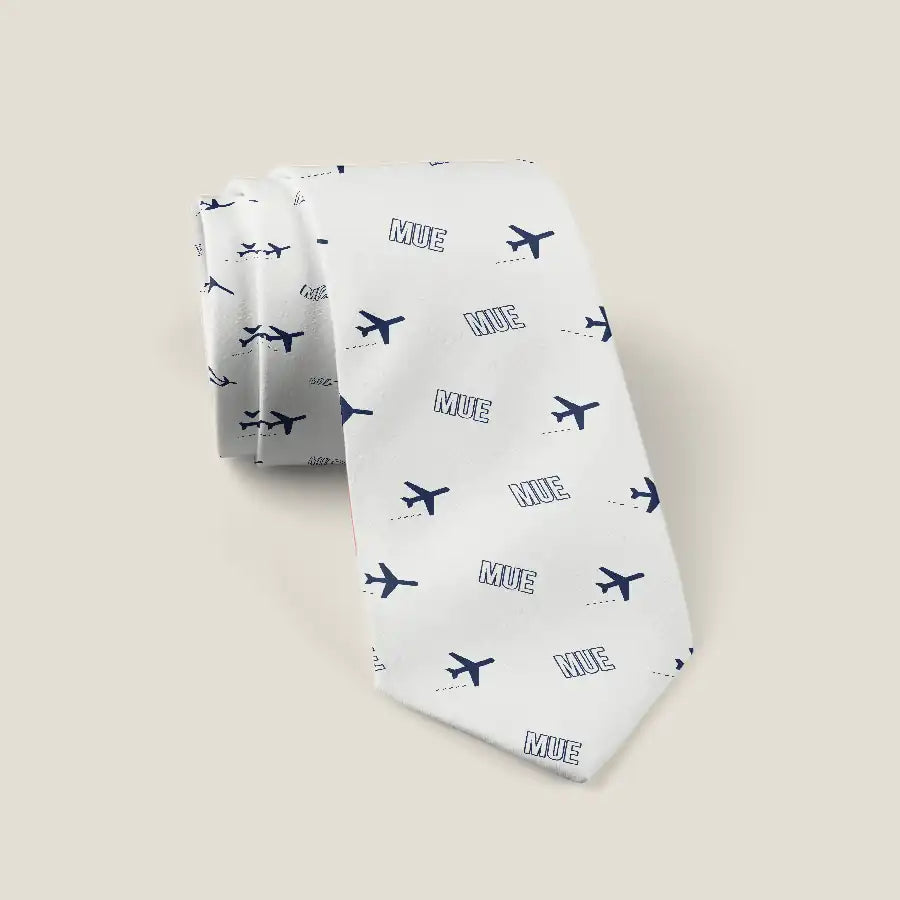 Waimea Kohala Airport (MUE) Ties - Tie - Pattern - White