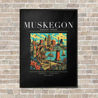 Thumbnail for MUSKEGON - Poster - Canvas Framed - Black