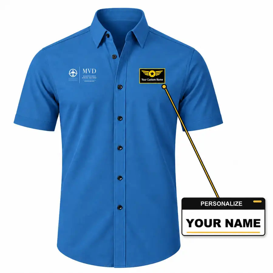 Carrasco General Cesareo L. Berisso International Airport (MVD) Shirts - Short Sleeve Shirt - Front - Blue + NAME