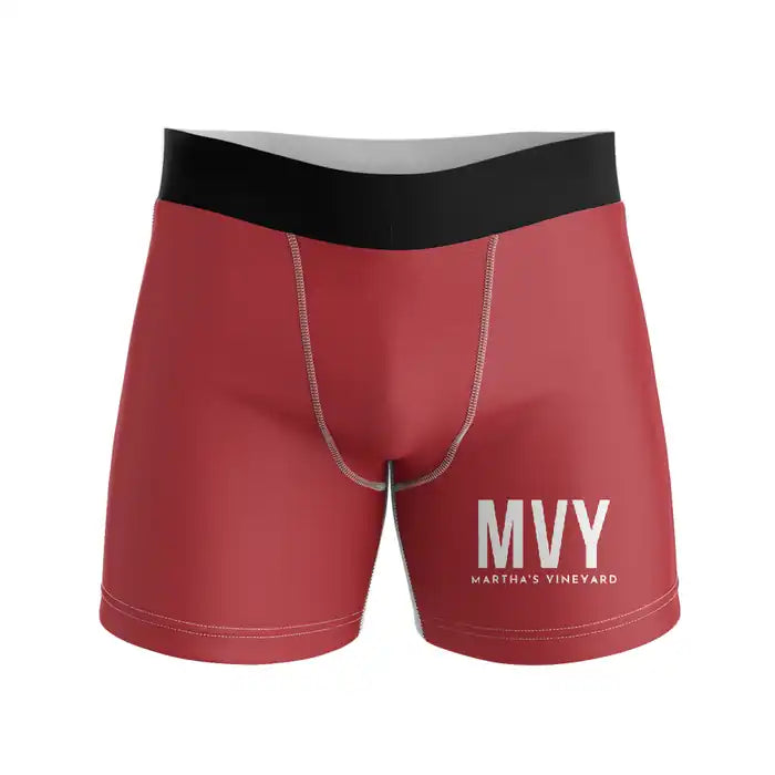 Martha's Vineyard Airport (MVY) Men Boxers - Code - Red