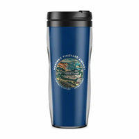 Thumbnail for Martha's Vineyard Airport (MVY) Travel Mugs - Badge - Plastic (No Holder) - Blue