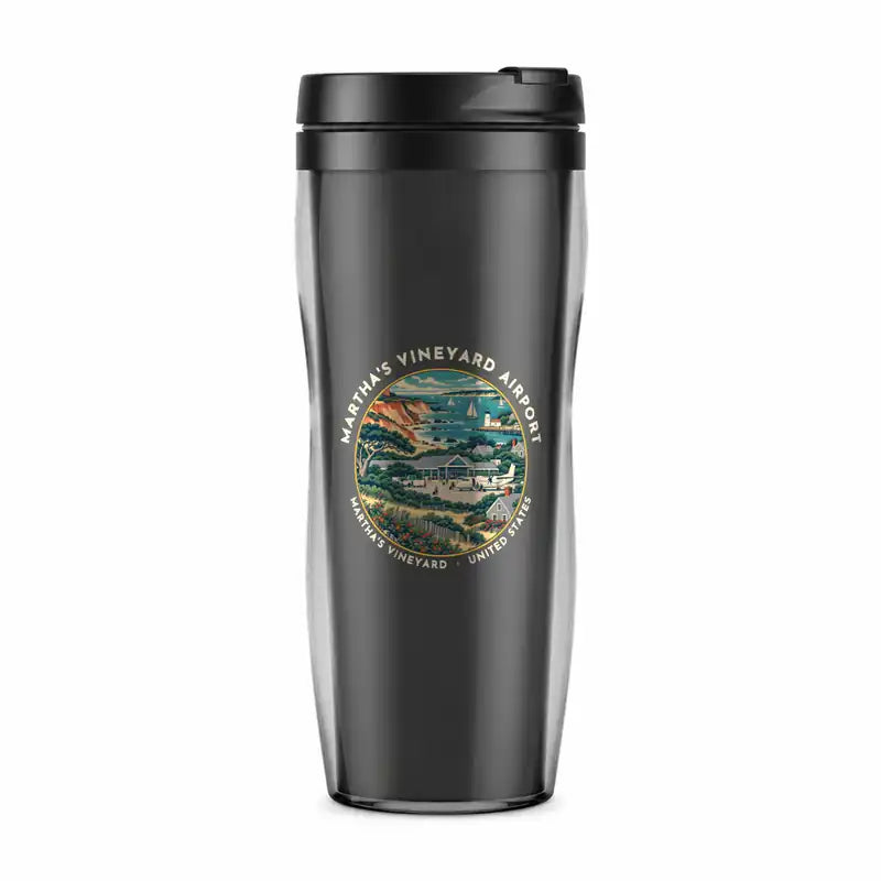Martha's Vineyard Airport (MVY) Travel Mugs - Badge - Plastic (No Holder) - Gray