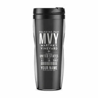 Thumbnail for Martha's Vineyard Airport (MVY) Travel Mugs - Boarding Pass + Name - Plastic (No Holder) - Gray