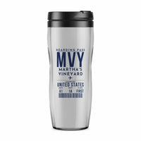 Thumbnail for Martha's Vineyard Airport (MVY) Travel Mugs - Boarding Pass - Plastic (No Holder) - Light Gray