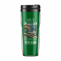 Thumbnail for Martha's Vineyard Airport (MVY) Travel Mugs - Poster + Name - Plastic (No Holder) - Green