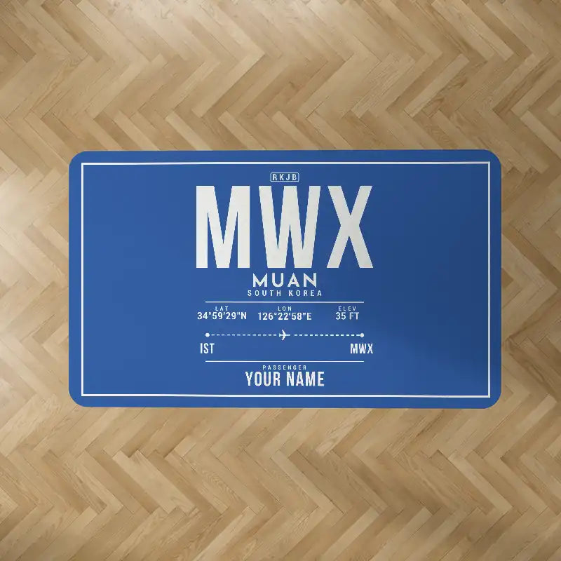Muan International Airport (MWX) Carpets - Carpet Rectangle - ID Tag + Name - Blue