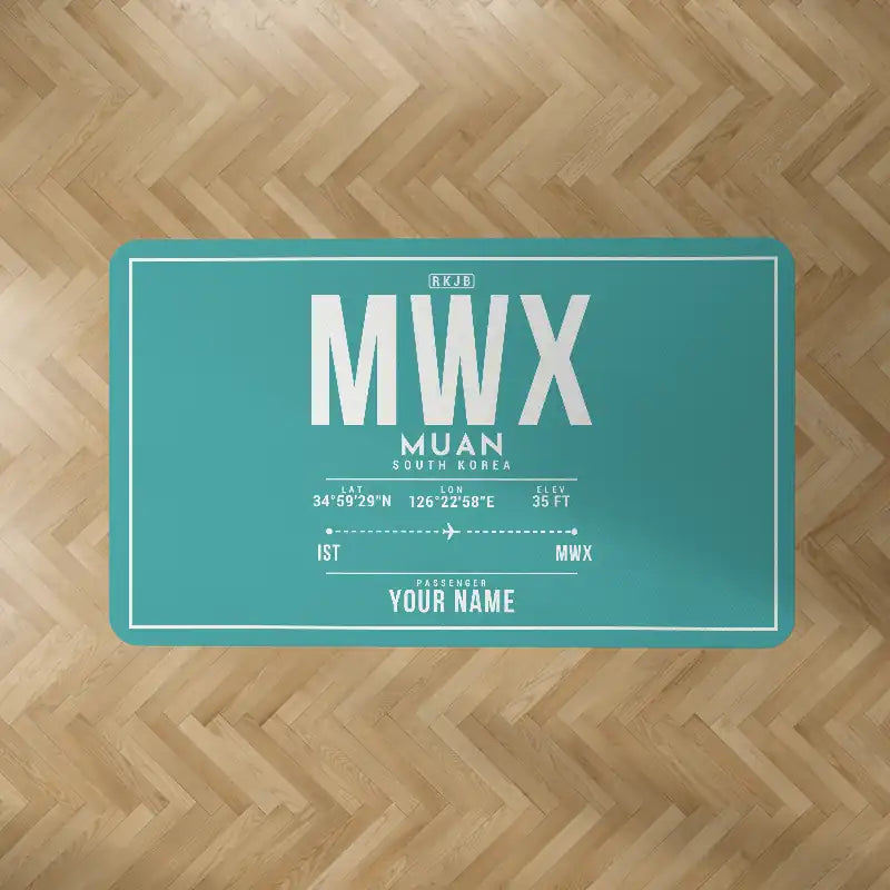 Muan International Airport (MWX) Carpets - Carpet Rectangle - ID Tag + Name - Turquoise