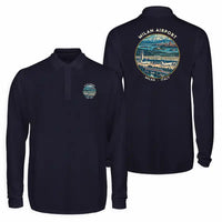 Thumbnail for Milan Malpensa International Airport Silvio Berlusconi (MXP) Premium Polo T-Shirts - Badge - Long Sleeve - Dark Blue
