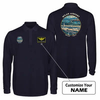 Thumbnail for Milan Malpensa International Airport Silvio Berlusconi (MXP) Premium Polo T-Shirts - Badge + Name - Long Sleeve - Dark Blue