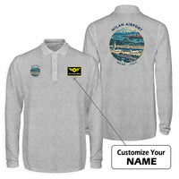 Thumbnail for Milan Malpensa International Airport Silvio Berlusconi (MXP) Premium Polo T-Shirts - Badge + Name - Long Sleeve - Gray