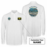 Thumbnail for Milan Malpensa International Airport Silvio Berlusconi (MXP) Premium Polo T-Shirts - Badge + Name - Long Sleeve - White