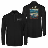 Thumbnail for Milan Malpensa International Airport Silvio Berlusconi (MXP) Premium Polo T-Shirts - Poster - Long Sleeve - Black