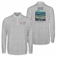 Thumbnail for Milan Malpensa International Airport Silvio Berlusconi (MXP) Premium Polo T-Shirts - Poster - Long Sleeve - Gray
