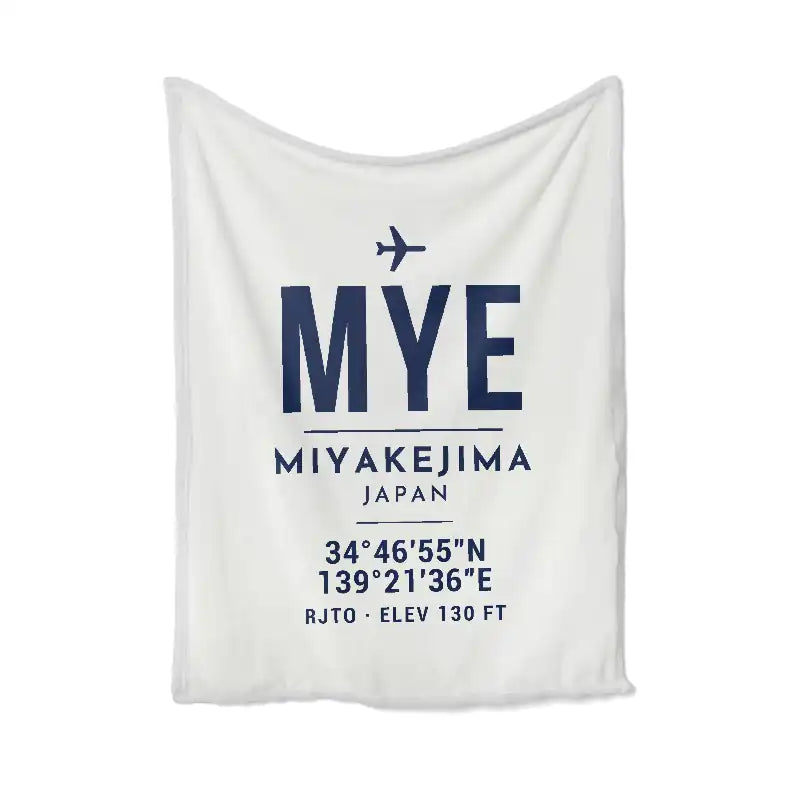 Miyakejima Airport (MYE) Bedding Sets & Blankets - Blanket - ID Tag - White